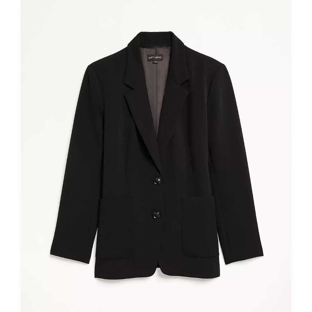NWT Ann Taylor LOFT Womens Petite Size 12 12P Versa Crepe Drape Oversized Blazer